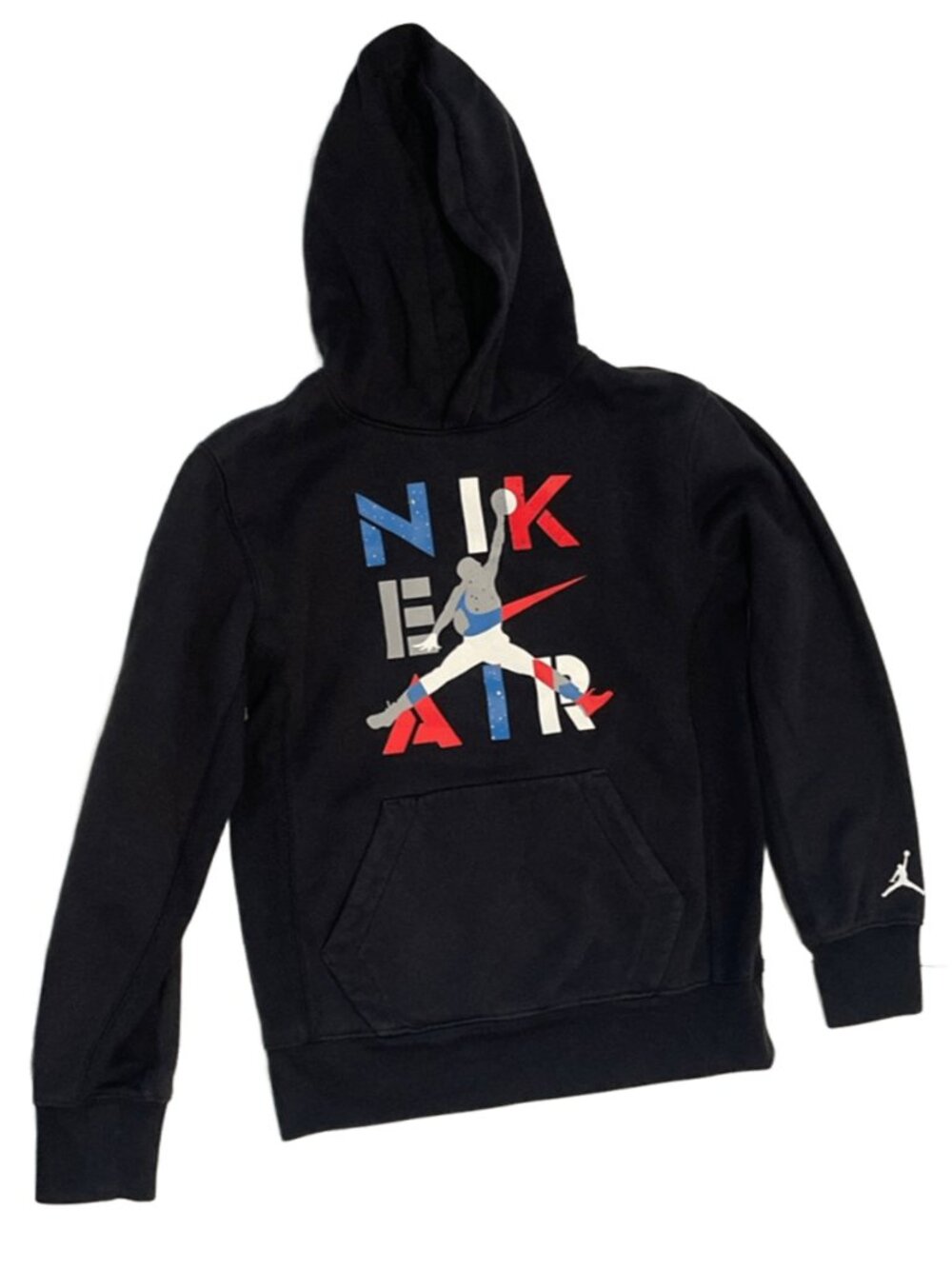 Jordan Legacy AJ4 Pullover Hoodie Black Red Blue White Size M